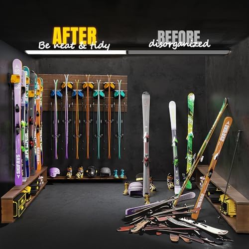 Ski & Snowboard Wall Rack for Garage - Fits Any Ski/board, Damage-Free Storage, Multi-color 4pck - Image 4