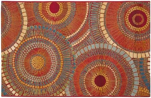 Liora Manne Marina Low Profile Durable Indoor/Outdoor Woven Rug- Circles Saffron 2'7" x 4'3" - Image 3