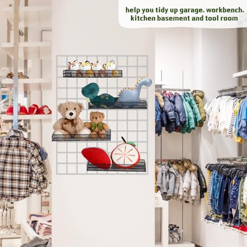 4 Pcs Black Metal Grid Wall Baskets with Hooks Hanging Wire Mesh Basket for Gridwall Wall Mounted Storage Organizer for Home Kitchen Organizing Display - Image 4