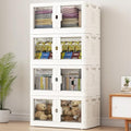 BROVIEW 460Qt Stackable Storage Bins with Lids & Wheels, 4-Pack Large Plastic Collapsible Latching Boxes, Closet Organizers and Storage Cabinet Shelves, for Home Garage Office Organization, V7 White by BROVIEW-EnjoytheArtofLife