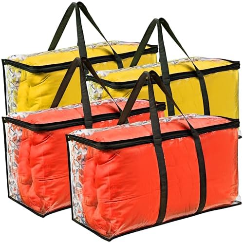 VitalUp Clear Moving Bag with Zipper, Blanket Clothing Storage 25x14x12 4pk by Vitalup