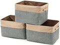 EZOWare Set of 3 Canvas Fabric Tweed Storage Organizer Cube Set W/Handles for Nursery Kids Toddlers Nursery Room - 15 L x 10.5 W x 9.4 H -Gray/Brown by EZOWare