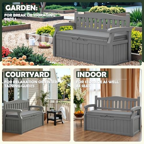 Flamaker 80 Gallon Storage Bench with Cushion, Waterproof, All-Weather - Image 5