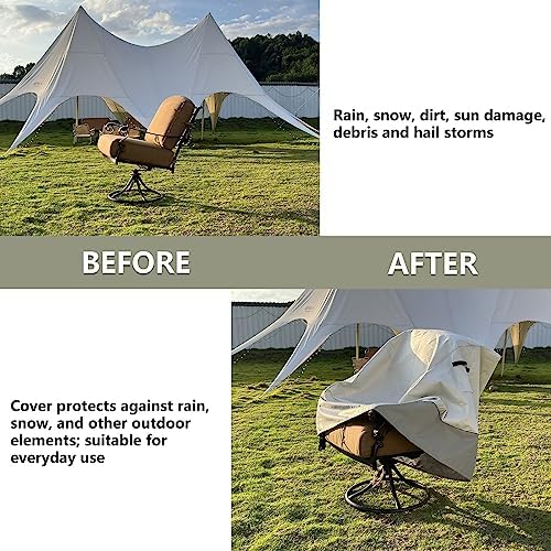 Outdoor Swivel Lounge Chair Cover 2 Pack,(35 W x 37 D x 38.5 H inches)100% Waterproof Heavy Duty Outdoor Chair Covers,Patio Furniture Cover for Swivel Patio Chair,Beige - Image 5