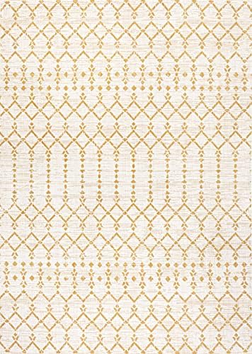 Eyely Moroccan Woven Area Rug 8X10 Cream/Yellow, Indoor Outdoor Rug - Image 3