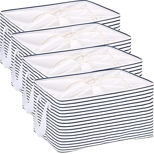 Hinwo 102L XXL Canvas Storage Bin with Lid and Handles, 4-Pack by Hinwo