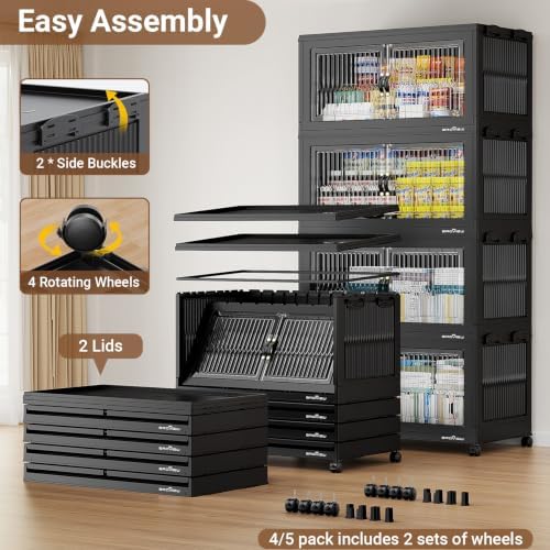BROVIEW 1000Qt Stackable Storage Bins with Lid for Home Dorm, 5Pack Black - Image 7