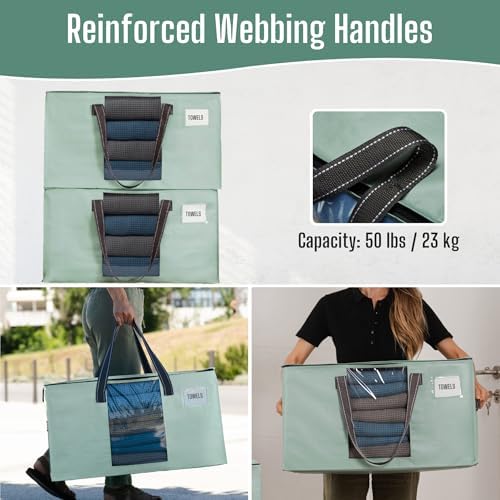 VENO Moving Bags, Wide Open Top, Clear Window, Light Green, 8 Pack - Image 4