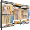 Ulif E13 Pro Heavy Duty Clothes Rack（With 4 Hanger Rods & 8 Shelves） Freestanding Clothing Racks for Hanging Clothes，Adjustable Closet，Metal Garment Rack 75" W x16 D x77 H，Max Load 1000LBS，Black by Ulif
