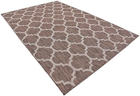 Unique Loom Outdoor Trellis Collection Area Rug (6' 1" x 9' Rectangle, Brown/ Ivory) - Image 5
