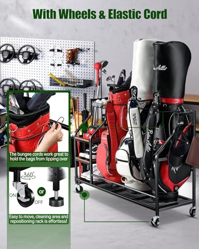FHXZH Golf Bags Storage Garage Organizer - Golf Bag Stand with Wheels - Image 4