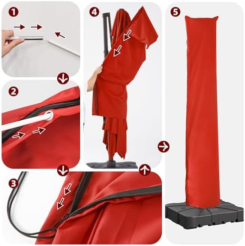 Patio Cantilever Umbrella Outdoor Waterproof Cover with Zippe - Image 4