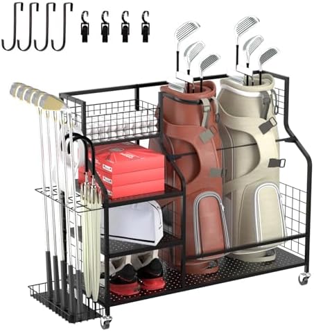 Golf Storage Organizer for Bags, Extra Large Golf Club Racks for Garage Golf Bag Stand Holder for Golf Equipment Accessories by LhysnWeareprofessionalracksellerwith20yearsofexperience