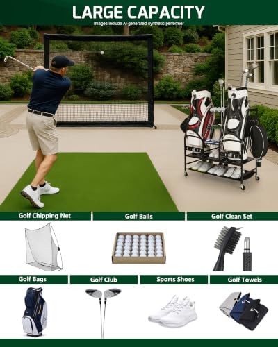 Mythinglogic 2-Bag Golf Storage Organizer with Golf Club and Shoe Storage - Image 2