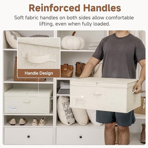 StorageWorks Large Decorative Storage Boxes with Lids, Rustic Linen - Image 5