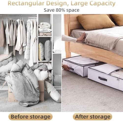 TAILI Under Bed Vacuum Storage Bags for Comforters,41x17.7x6 inch,Ivory - Image 5