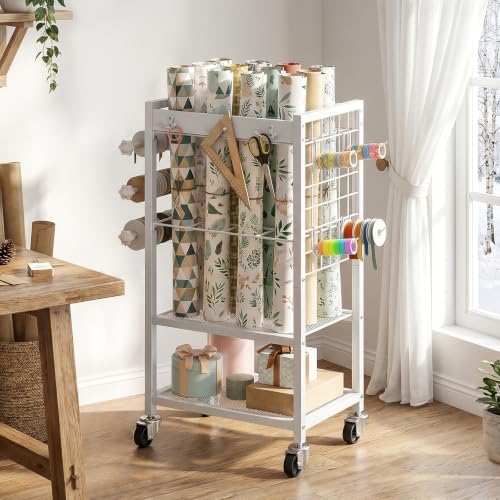 HOOBRO Wrapping Paper Storage Cart, Rolling Craft Storage Cart with Wheels - Image 4