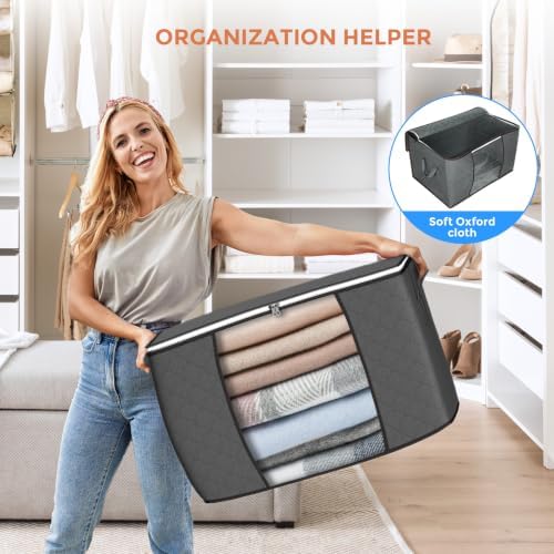 90L Large Storage Bags, 10 Pack Clothes Storage Bins Closet Organizers - Image 6