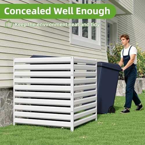 42” H x 38” W Air Conditioner Fence 2 Panels, Metal Privacy Fence Panels, Pool Equipment Enclosure, Trash Can Screens Fence Kit for Outside, Backyard, Patio, Garden(White) - Image 4