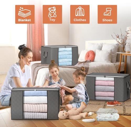90L Large Storage Bags, 10 Pack Clothes Storage Bins Closet Organizers - Image 3