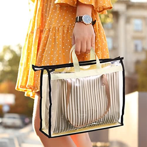 15 Packs Purse Storage Dust Bags for Handbags Clear Handbag Storage Purse Protector Bag Organizers for Handbags Cover Hanging Closet Organizer with Zipper and Handles, 3 Sizes - Image 6