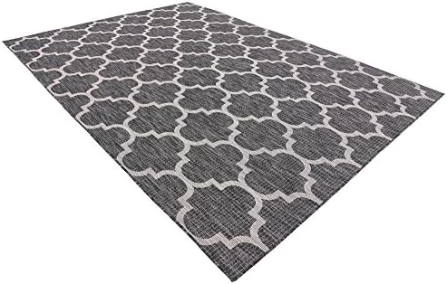 Unique Loom Outdoor Trellis Collection Area Rug (7' 10" x 11' 4" Rectangle, Black/ Ivory) - Image 5