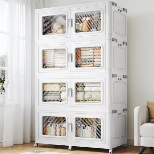 BROVIEW 880 Qt Extra Large Stackable Storage Bin with Lids, 4 Pack White by BROVIEW-EnjoytheArtofLife