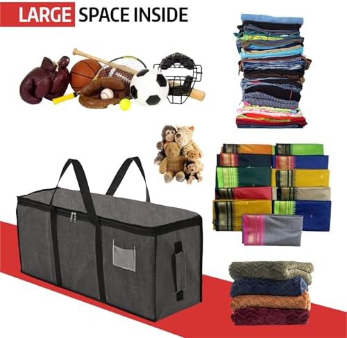 Kuber Industries Pack of 4 Durable Jumbo Storage Bags For Clothes Large With Zip & Handles | Packers & Movers Under Bed Storage Organizer Box for Clothes, Blanket & Toys | Dark Grey - Image 6