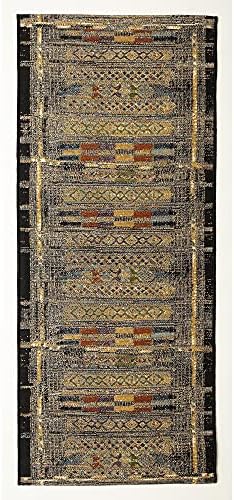 Liora Manne Marina Low Profile Durable Indoor/Outdoor Woven Rug- Tribal Stripe Black 1'11" x 4'11" - Image 3