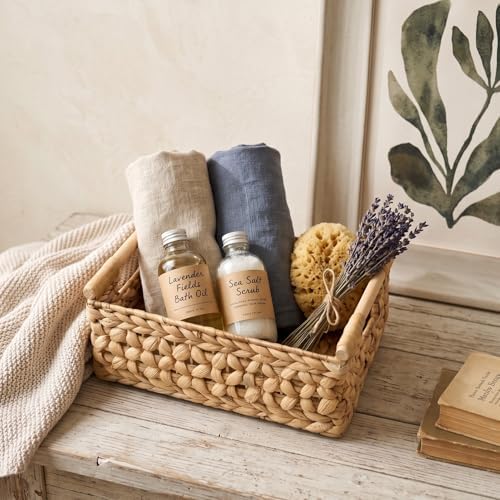NAYA 16.5" Water Hyacinth Large Wicker Shelf Basket with Handles - Image 2