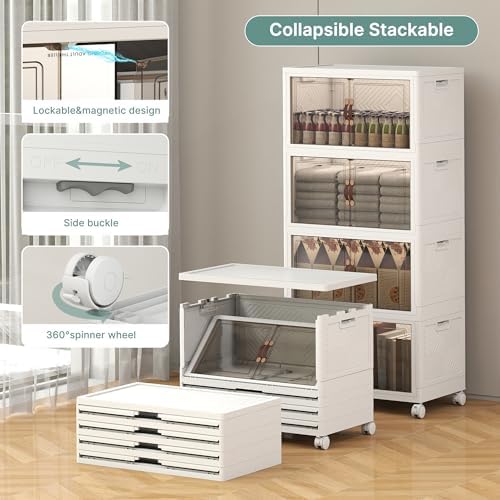 UAMFURI 192QT Lockable Plastic Storage Bins, 4 Pack Collapsible Cabinets - Image 3
