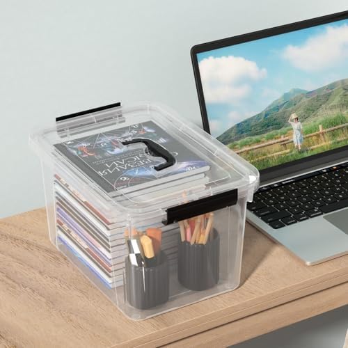 Wekioger 4 Packs Plasitc Lidded Storage Bins, Clear Latching Boxes 10 Quart - Image 4