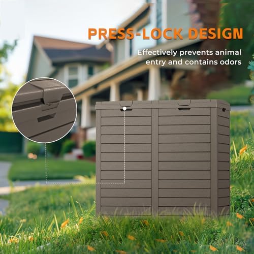 62-Gallon Outdoor Trash Can with lid, Waterproof, UV-Resistant Resin Garbage Can, Lockable Lid and Drip Tray, Animal-Proof, for Patio, Kitchen, Backyard and Deck - Image 6