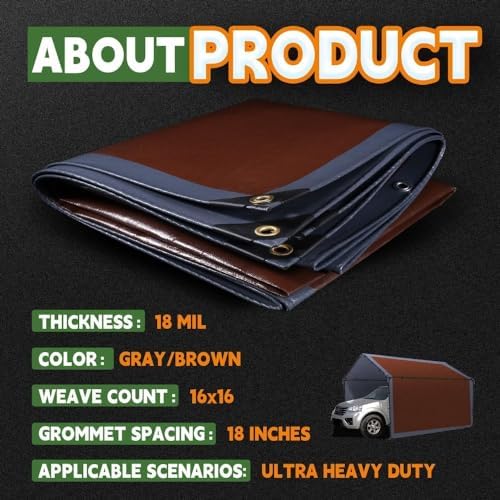 RAINDEWAY 6x15 Feet 18Mil Super Heavy Duty Tarp Waterproof Tarps Cover - Image 7