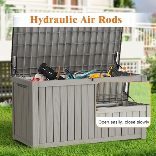 Outdoor Extra Large Storage Cabinet Deck Box, 200 Gallon Heavy Duty Deck Boxes, Weatherproof & UV-Resistant Lockable Patio Storage Cabinet for Garden Tools, Patio Furniture, - Image 5
