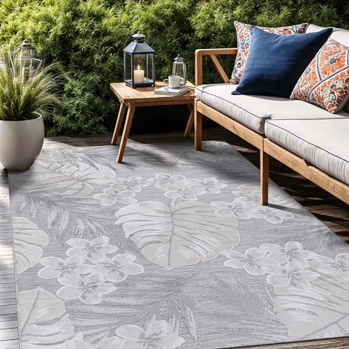 Luul Home Floral Indoor Outdoor Rugs 5x7 Large Area Rug for Living Room, Patio Decor, Kitchen, and Entryway Rug, Washable Stain Resistant Outside Carpet Beige 5 x 7 by Unknown
