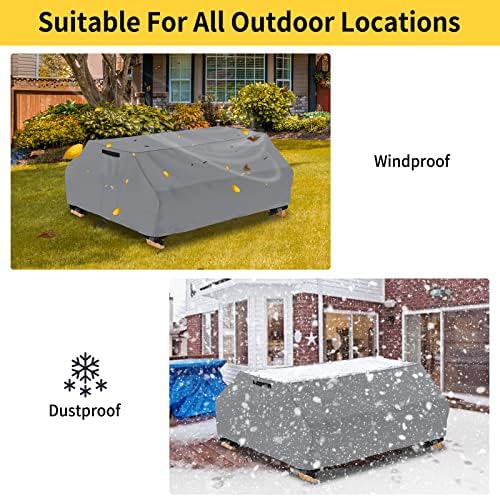 AKEfit Waterproof Picnic Table Covers Heavy Duty Oxford Cloth Wind Dust Proof Anti-UV Outdoor Indoor Patio Picnic Table Bench Cover 70/72 Inch,Grey - Image 6