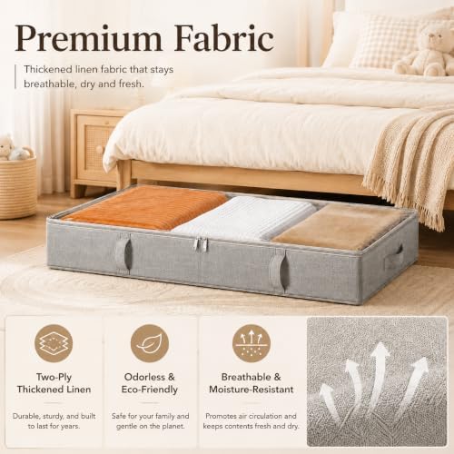 Side-Supported Under Bed Storage Containers, 8 Inch 80L Clothes Storage Bin - Image 5
