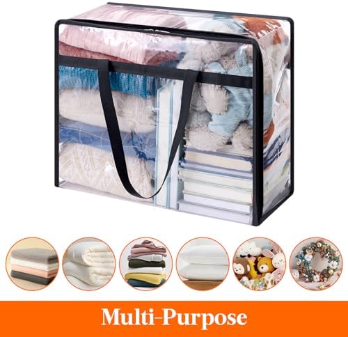 Lifewit 45L Clear Clothes Storage Bags,Plastic Foldable Blanket Storage Bag - Image 4