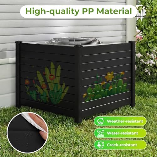 GIANTEX No-Dig Air Conditioner Fence, 4 Panels, 48''W x 36''H, Black - Image 2