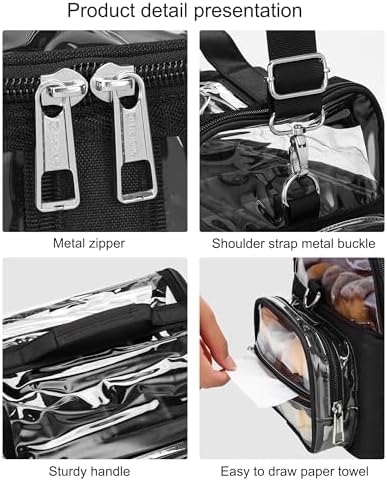 Makeup Brush Bag, Makeup Brush Case for Makeup Artist with Plastic Dividers Washable, Portable Travel Makeup Train Case with Clear Waterproof Cover for Easy to Clean and Find with Adjustable Strap - Image 6