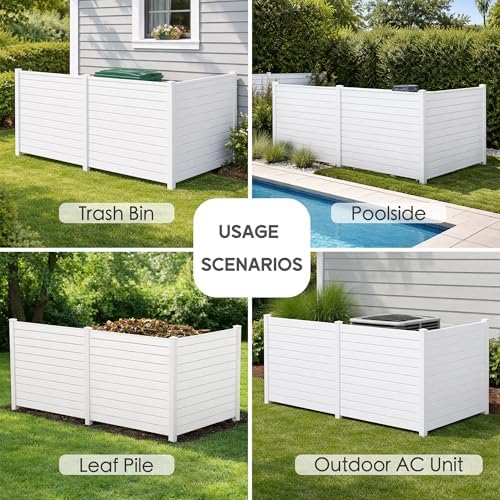 Kozyard 50" W x 48" H Outdoor Privacy Screen with Aluminum Posts, Air Conditioner Fence Panels, Pool Equipment Enclosure, Trash Can Screen Fence Kit for Outside Backyard Patio (White/3 Panels) - Image 4