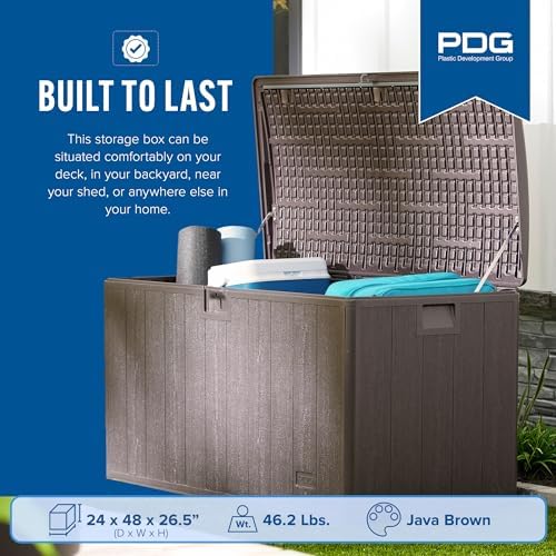 Plastic Development Group Outdoor Deck Box, Soft Close Lid, Java, 105 Gal - Image 4