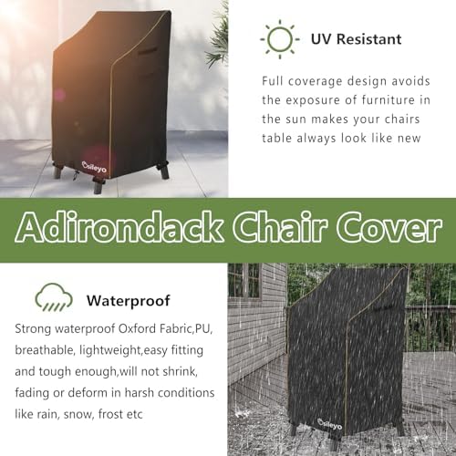 Adirondack Chair Cover 2 Pack,Waterproof Heavy Duty Outdoor Tall Adirondack Chair Covers 2 Pack,Patio Adirondack Chair Cover for Outdoor Chair(30 W x 32 D x 46 H inches) Black - Image 4