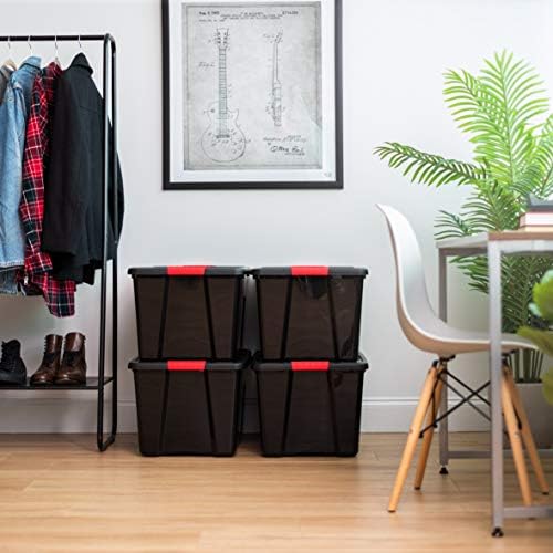 IRIS USA 4-Pack 72 Quart Storage Bins with Lids, Black - Image 3