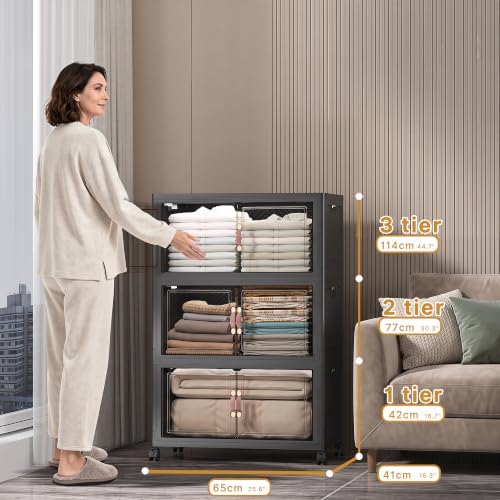 UAMFURI Stackable Storage Bins with Lids, 360QT Lockable Storage Cabinet - Image 2