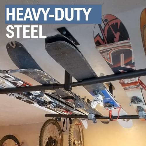 StoreYourBoard Adjustable Ski and Snowboard Ceiling Rack, Overhead Storage Mount, Double Sided - Image 4