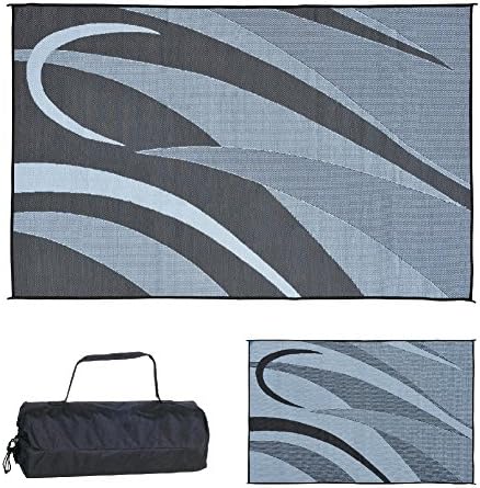 Stylish Camping GA1 Reversible Graphic Patio Mat-8' x 12', Black/Silver by StylishCamping