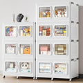 BROVIEW 385Gal Storage Bins, 1540Qt Extra Large Stackable Storage Box with Lids & Wheels - Heavy Duty Collapsible Plastic Cabinets, Open Front Door for Sundries in Home & Office, White 7 Pack by BROVIEW-EnjoytheArtofLife