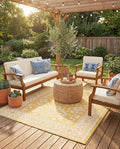 Rugs.com - Outdoor Aztec Rug – 7' 1 x 10' Yellow Indoor/Outdoor Rug – Weather Resistant Flatweave for Patios, Decks, and Porches by Rugscom